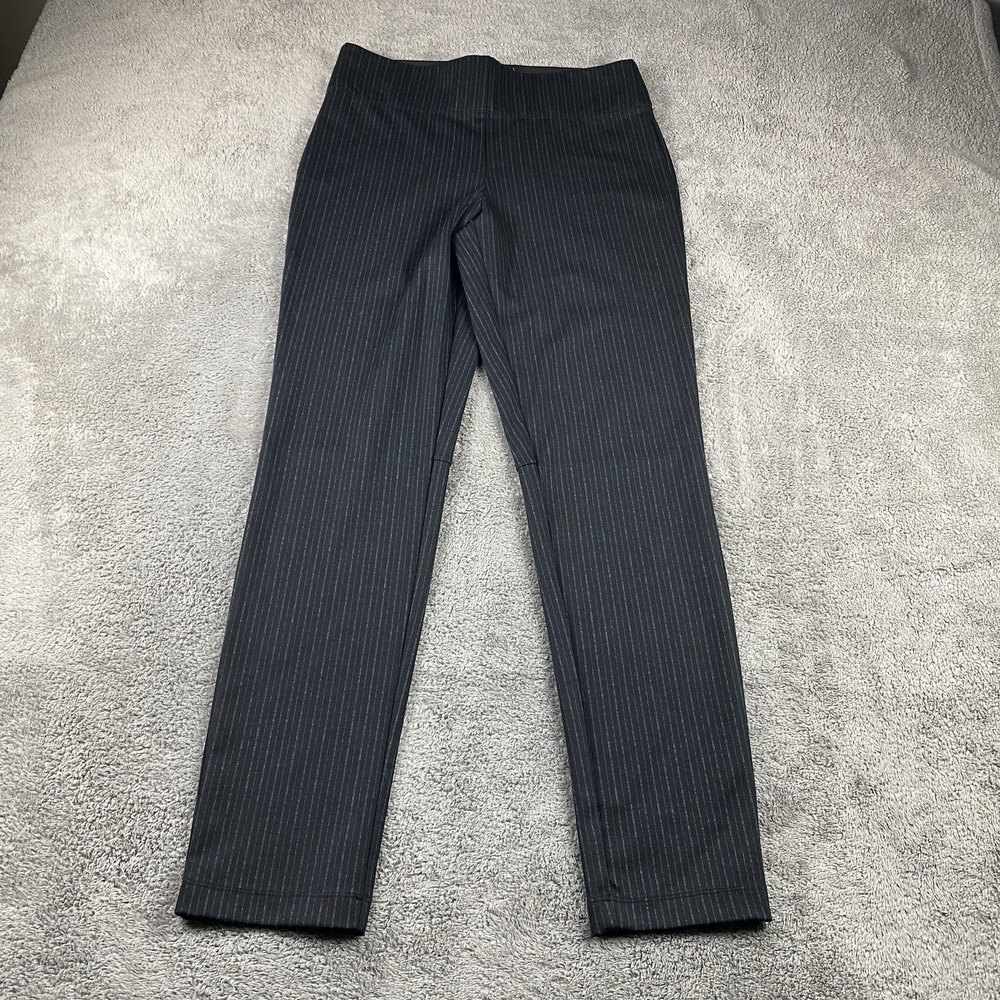 Max Studio  Pull On Stretch Work Pants Womens Small Black Gray‎ Pinstripe NWT